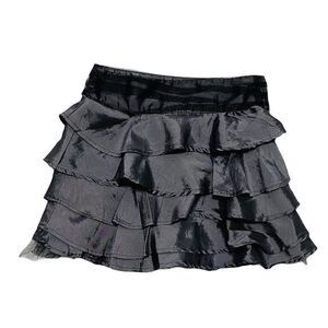 Tangerine Dark Grey Tiered Satin Skirt